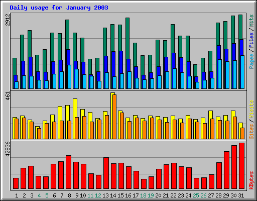 Daily usage for January 2003