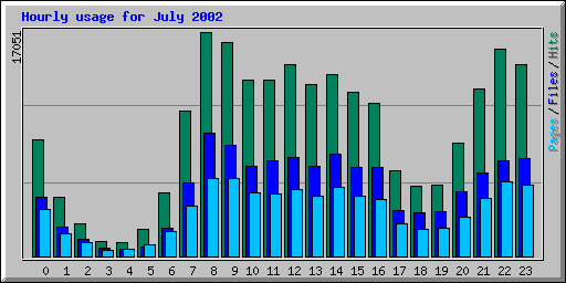 Hourly usage for July 2002