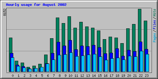 Hourly usage for August 2002