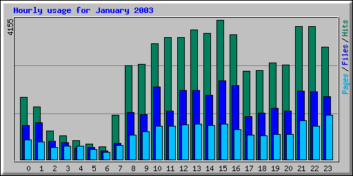 Hourly usage for January 2003